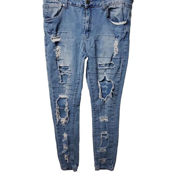 VIP Jeans Size 15 16 Distressed Destroyed Jeans Stretch Denim Pants - Picture 1 of 10